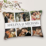Almofada Decorativa Elegante de Na moda de Chic Moderno de Casamento P<br><div class="desc">Elegante e moderno,  este nome personalizado e design de colagem de fotos faz um lindo display para suas fotos favoritas do seu dia especial. presente de excelente para recém-casados ou aniversários!</div>