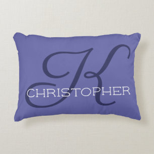 Almofada Decorativa Elegante K Inicial Nome Azul Pérola