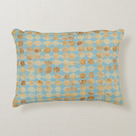 Almofada Decorativa Elegante, padrão de bolinhas azul suave dourado
