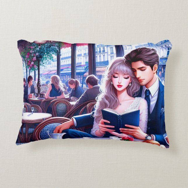 Almofada Decorativa Elegante Parisiense Café Date: Uma Fuga Romântica (Verso)