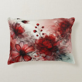 Almofada Decorativa Elegante Red Blossoms: Um design do abstrato da Se