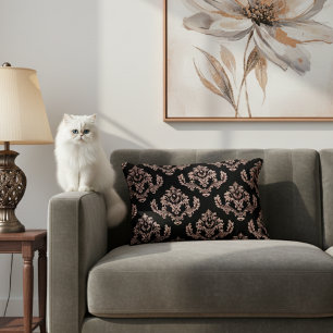 Almofada Decorativa Elegante Travesseiro de Acabamento em Damasco Pret