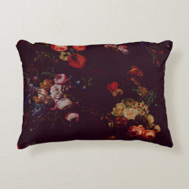 Almofada Decorativa Elegante Vintage Dark Burgundy Moody Dutch Floral