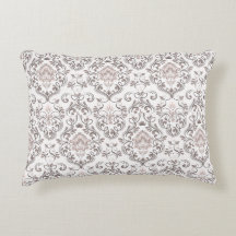 Elegantes fronhas de damasco em Taupe e Cinza | Cl