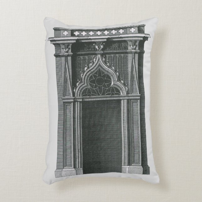 Almofada Decorativa Elemento Arquitetônico Antigo, Portal Gótico (Frente(Vertical))