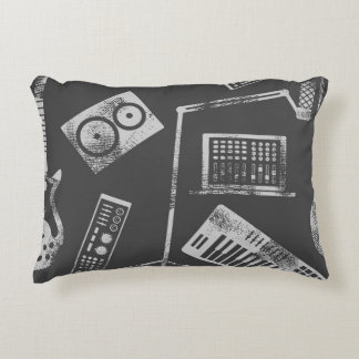 Almofada Decorativa Elementos de música: vintage com tela de fundo con