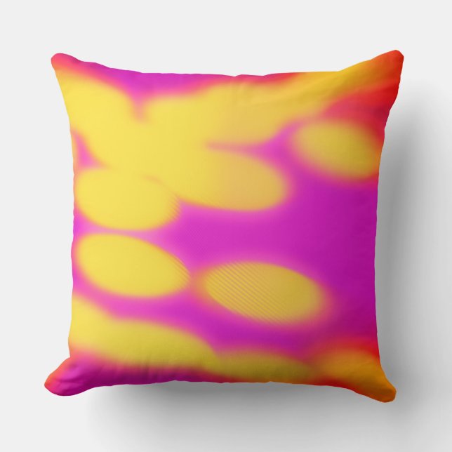 Almofada decorativa em vermelho rosa e amarelo (Frente)