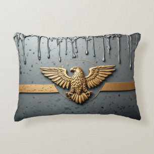 Almofada Decorativa Emblema de Águia Dourada com Asas Estendidas
