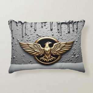 Almofada Decorativa Emblema de Águia Dourada Com Asas Estendidas