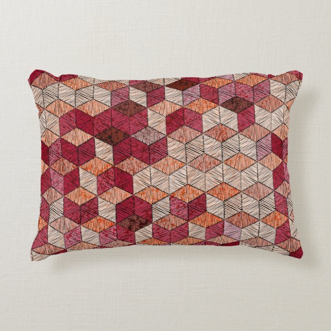 Almofada Decorativa Embroidered patchwork seamless pattern. Bohemian.  (Frente)