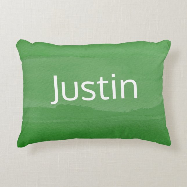 Almofada Decorativa Emerald Green Ombre for Boy with Name (Frente)