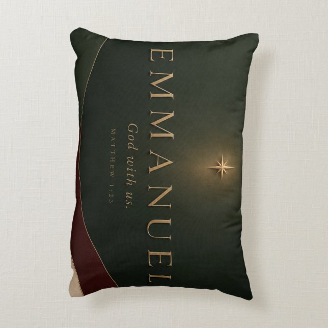Almofada Decorativa EMMANUEL | Mateus 1:23 Cristão  (Verso(Vertical))