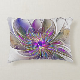 Almofada Decorativa Energetic, Colorful Abstract Fractal Art Flower