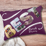 Almofada Decorativa Ênfase de Destaque do BFF para Colagem de Fotos de<br><div class="desc">Este travesseiro de colagem de fotos apresenta modelos de letras para quatro fotografias suas e de seus melhores amigos. O texto lê MELHORES amigos para sempre, fazer este é o feriado perfeito, o presente do final do ano para os vossos amigos. Um presente pensativo para os amigos que se formam...</div>