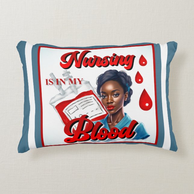 Almofada Decorativa Enfermeira bonita Pinup está no meu sangue (Frente)