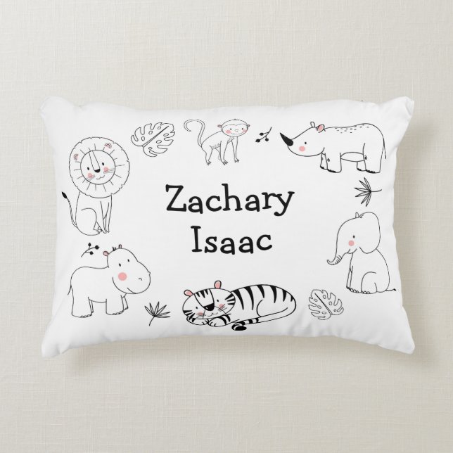 Almofada Decorativa Enfermeiro de Meninos Safari da Selva Moderna e Bo (Frente)
