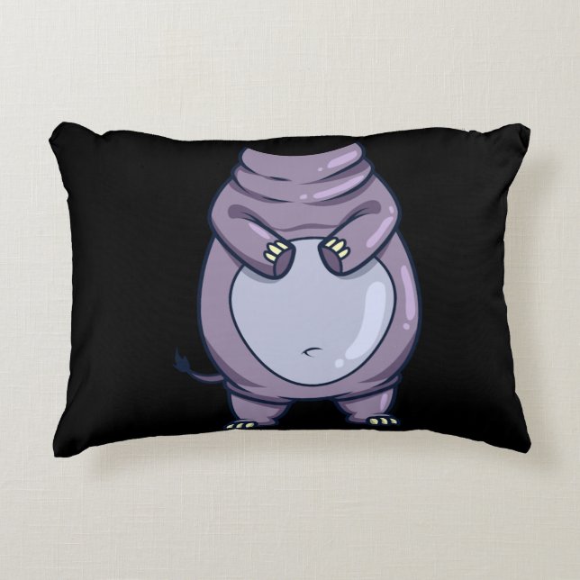Almofada Decorativa Engraçado Corpo Hippo Sem Cabeça Halloween Fumaça  (Frente)