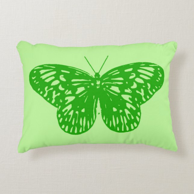 Almofada Decorativa Esboço da borboleta, verde limão (Frente)