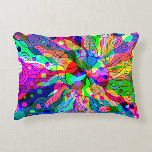 Almofada Decorativa Esboço de arte fantasiosa - Abstrato Neon Shift 1 (Frente)