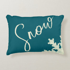 Almofada Decorativa Escrita em neve, ardósia azul e inverno elegante d