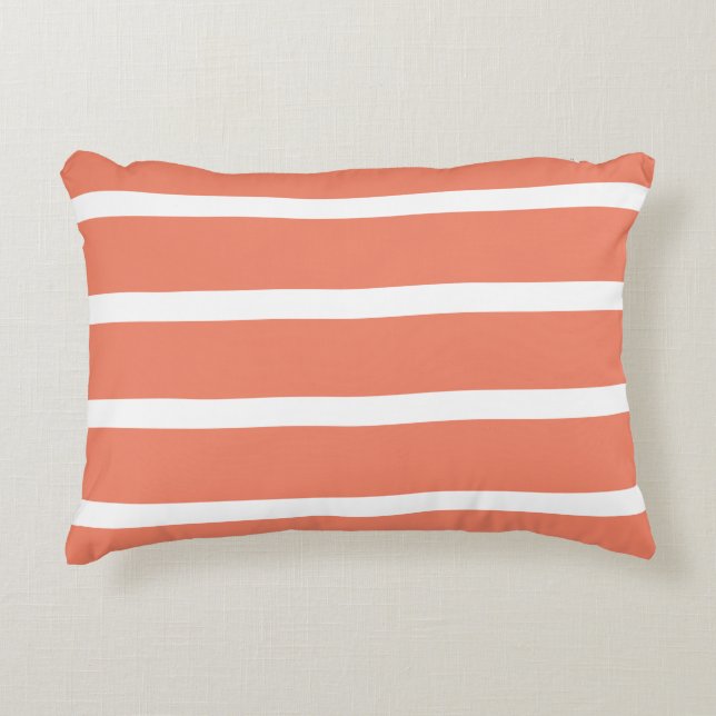 Almofada Decorativa Escritório de Stripes Mínimas Vermelhas e Brancas  (Frente)