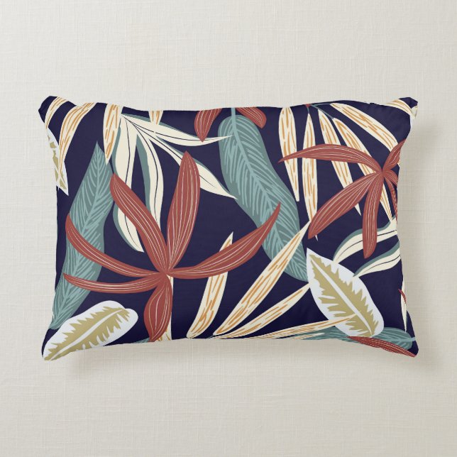 Almofada Decorativa Escuro tropical: Impressão de planta criativa (Frente)