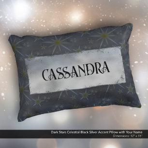 Almofada Decorativa Escuros Negras Celestiais Nome Prata Preto Celesti