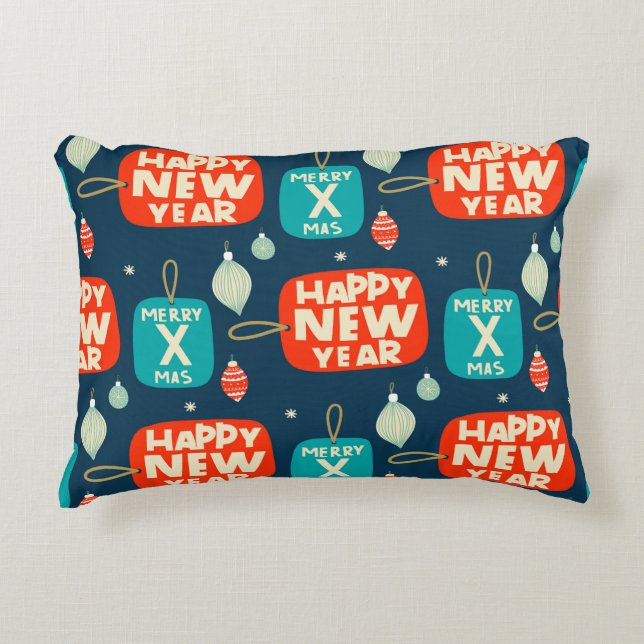 Almofada Decorativa Esferas de Natal e ornamentos, padrão de colheita  (Frente)