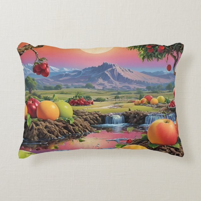 Almofada Decorativa Espectro de cor do cheio da Fruta 1 (Frente)