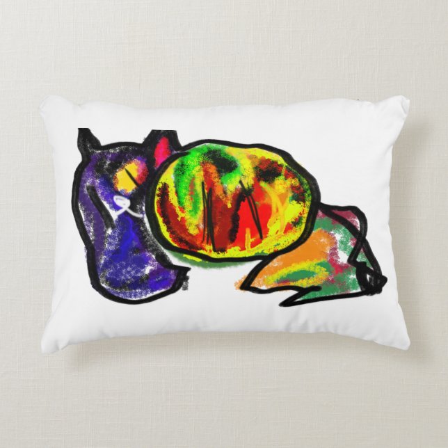 Almofada Decorativa Espera de outono de gato preto (Frente)