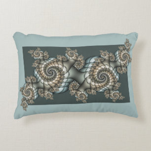 Almofada Decorativa Espirais de Arte Fractal Azul-abstrato Beige