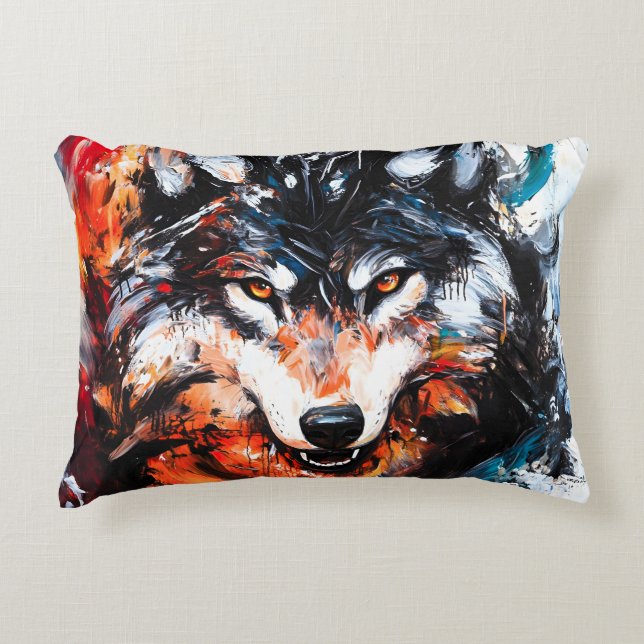 Almofada Decorativa Espírito Selvagem Abstrato Lobo (Frente)
