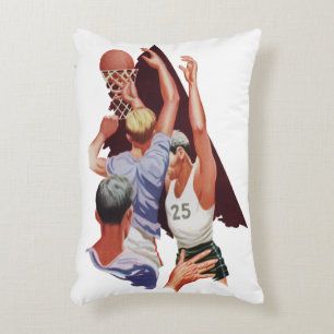 Almofada Decorativa Esportes Antigos, Jogadores de Basquete em um Jogo