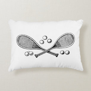 Almofada Decorativa Esportes Vintage Raquetes de Tênis Cruzadas Bolas