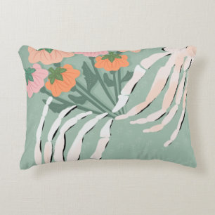 Almofada Decorativa Esqueleto com Buquê de Abóbora
