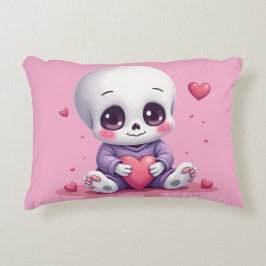 Almofada Decorativa Esqueleto Kawaii Segurando Coração