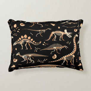 Almofada Decorativa Esqueletos de dinossauros e padrões fósseis