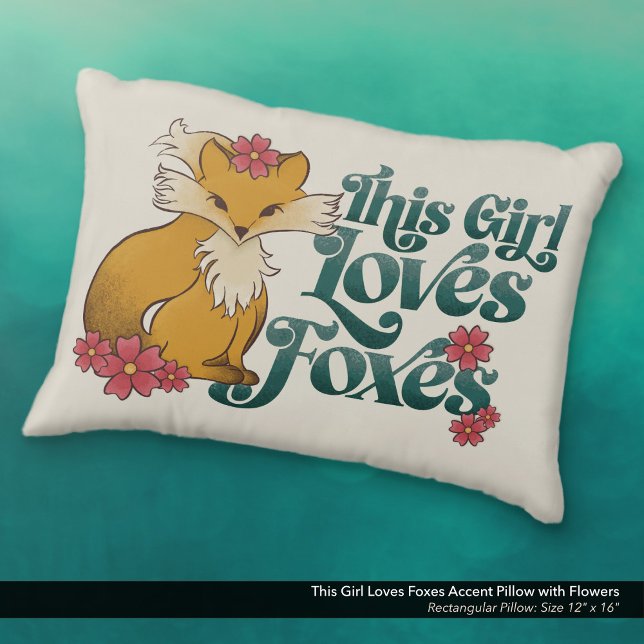Almofada Decorativa Esta Rapariga Adora Raposas (This Girl Loves Foxes Accent Pillow with Cute Hand Drawn Fox and Flower Artwork.)