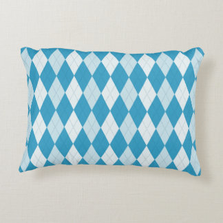 Almofada Decorativa Estilo Argyle Azul Peacock Forma Diamante Pequena