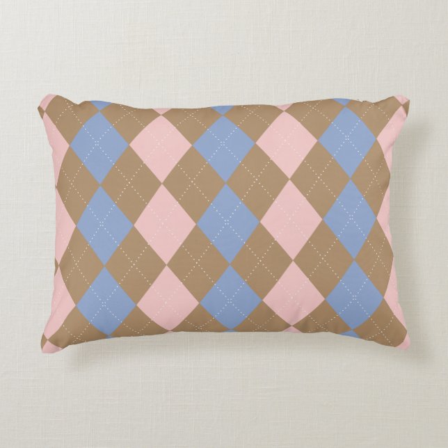 Almofada Decorativa Estilo Azul Cor-de-Rosa Castanho (Frente)