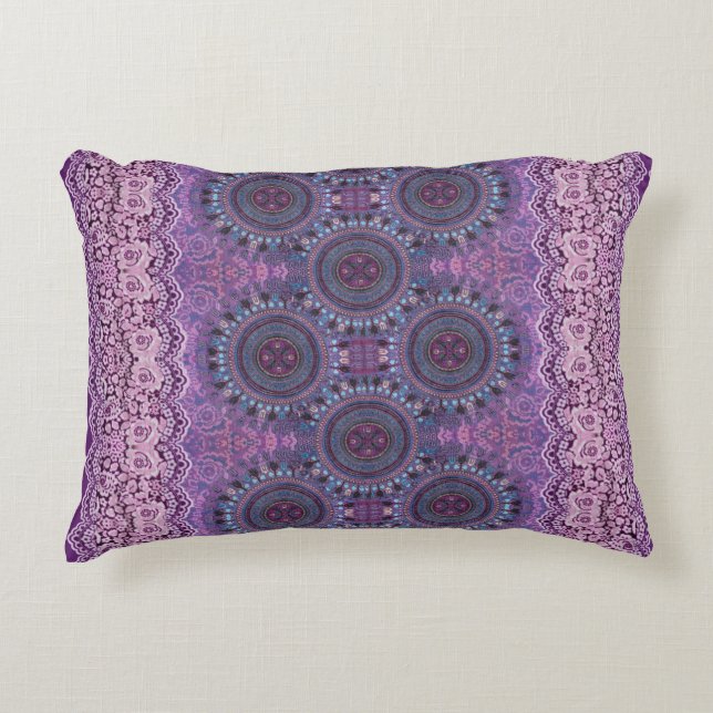 Almofada Decorativa Estilo de Boho Roxo (Frente)