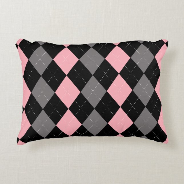 Almofada Decorativa Estilo de Cinza Preta Cor-de-Rosa (Frente)