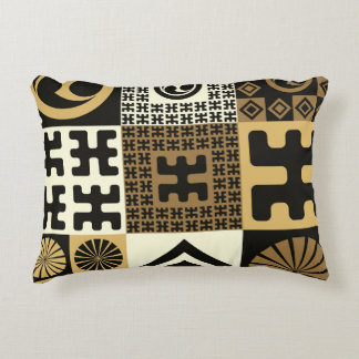 Almofada Decorativa estilo japonês, padrões sem costura de ouro preto.