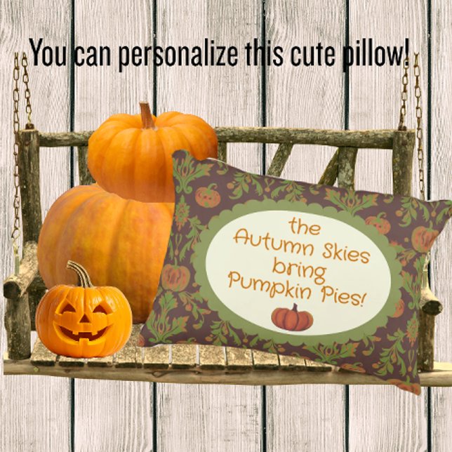 Almofada Decorativa Estilo Rústico de Outono Abóbora  (A sweet cute fall porch pillow!)