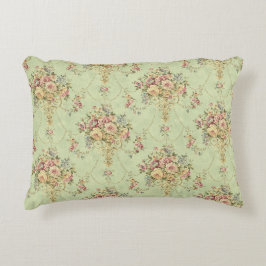 Almofada Decorativa Estilo Vitoriano Verde Francês Floral Rococo
