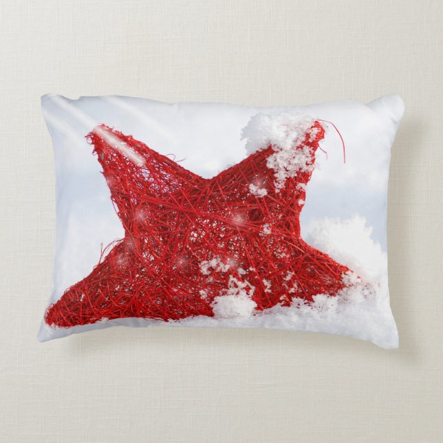 Almofada Decorativa Estrela vermelha na neve (Verso)