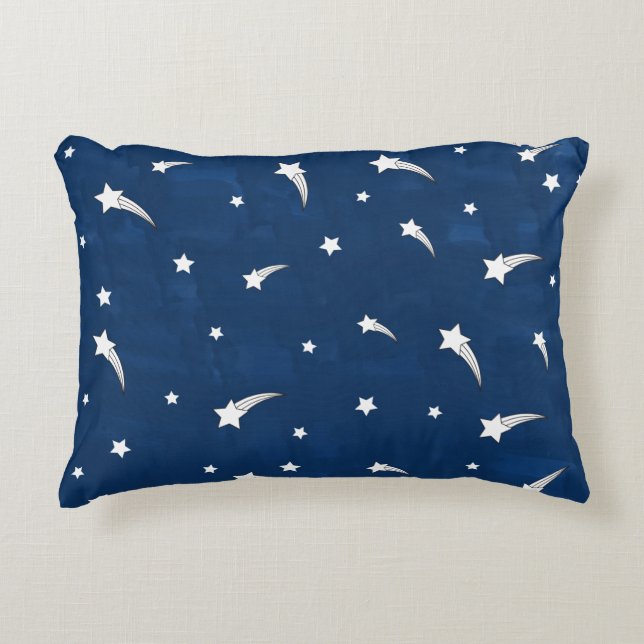 Almofada Decorativa Estrelas Cadentes Azul Marinho Aquarela (Frente)