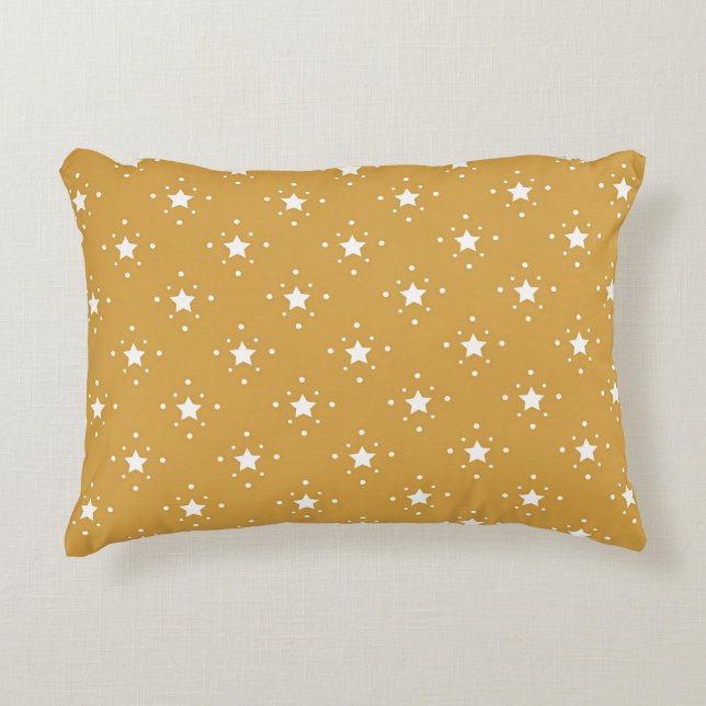 Almofada Decorativa Estrelas Decorativas em Fundo Dourado (Frente)