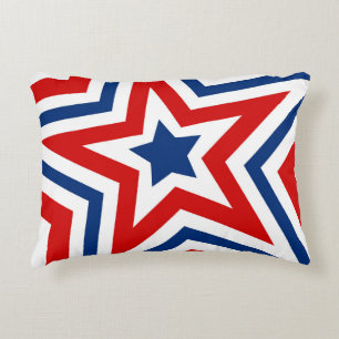 Almofada Decorativa Estrelas e Stripes Vermelhas, Brancas e Azuis Colo