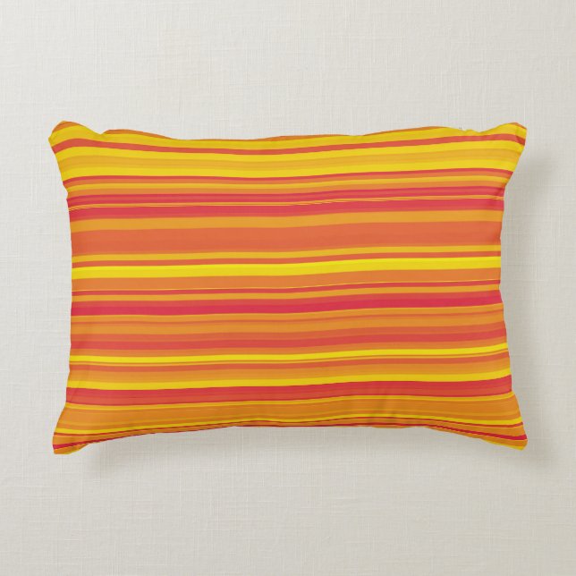 Almofada Decorativa Estrias Amarelas Vermelhas Laranja (Frente)